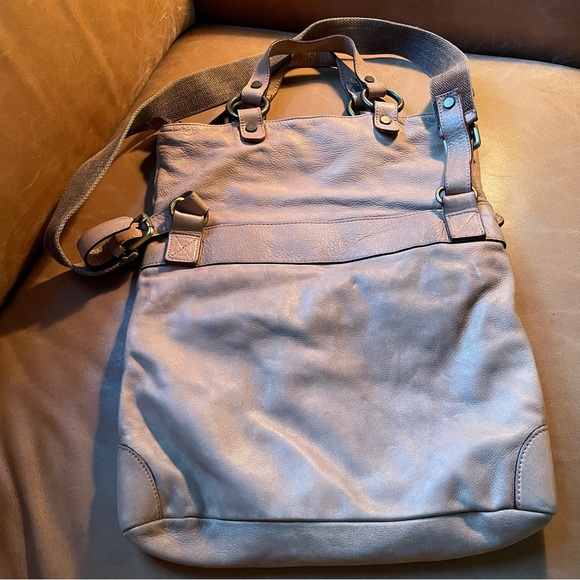 Pulicati light brown tan convertible foldover leather bag made Italy crossbody - Picture 6 of 11